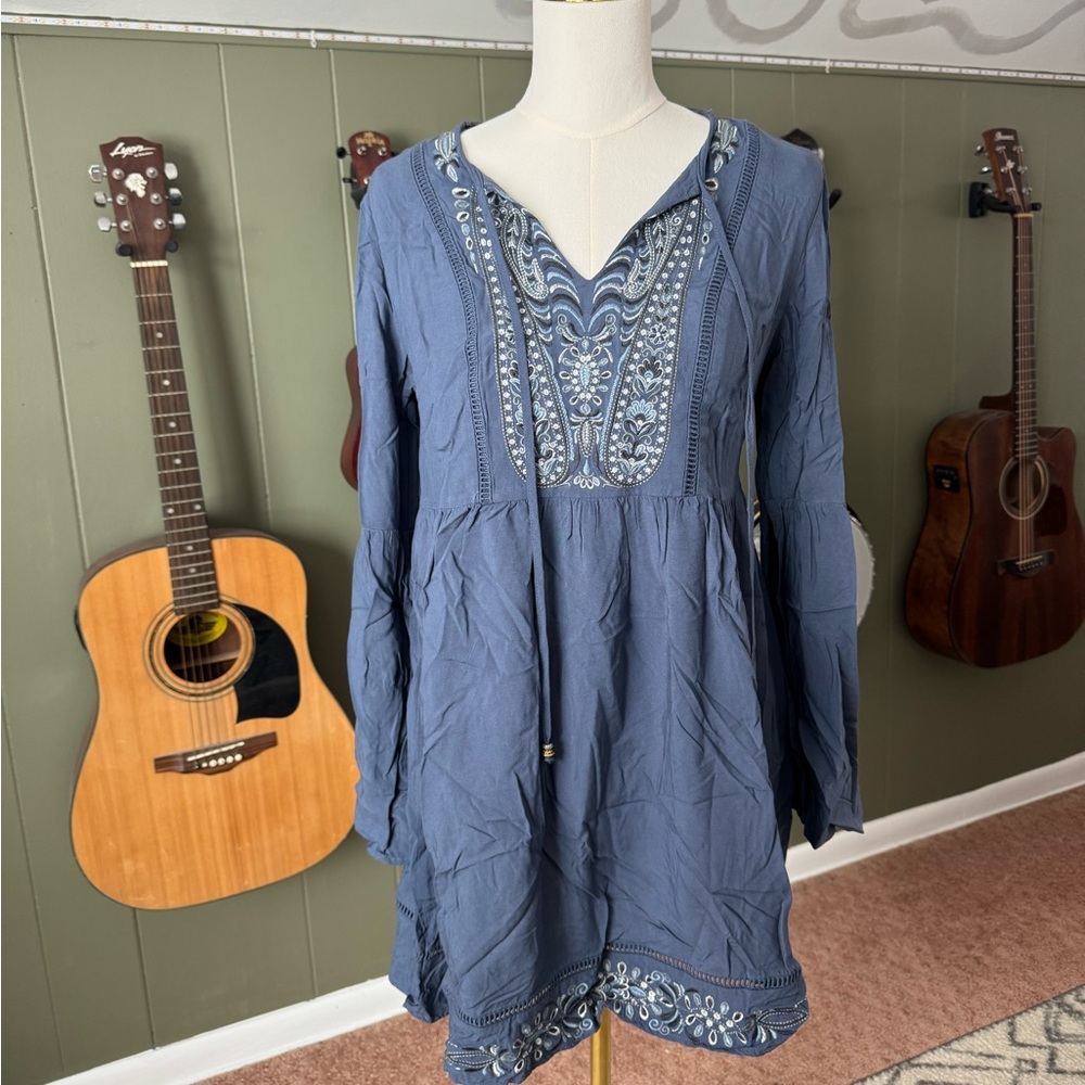 Bohemian knitted Bell-Sleeve Mini Dress